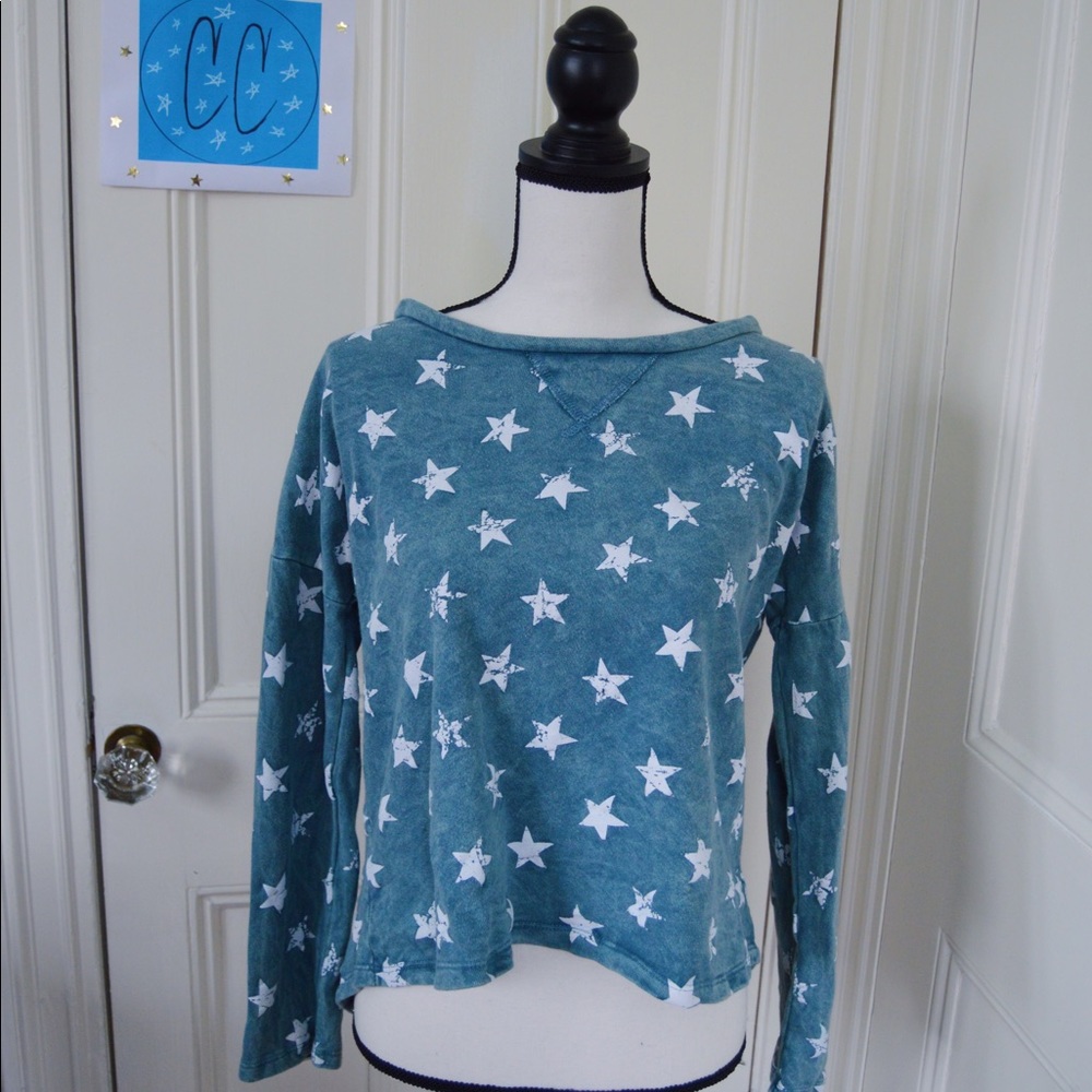 Blue Vintage Havana Long Sleeve Top with Stars
